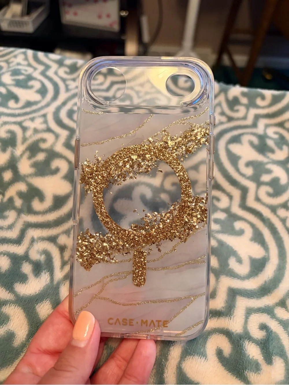 case-mate Clear Glitter Phone Case with Gold Planet Motif